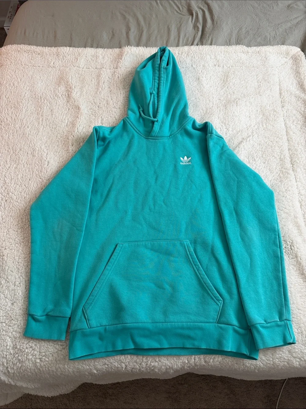 adidas Teal Pullover Hoodie with Trefoil Logo